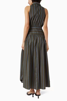 Buy Staud Grey Romy Striped Dress in Cotton Blend For Women Online | Ounass  Oman