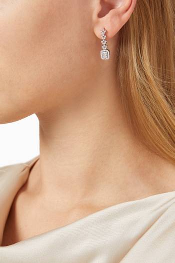 hover state of Sheaf Diamond Pendant Earrings in White Gold 