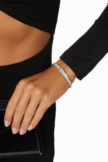 hover state of Fanfare Symphony Diamond & Turquoise Bangle in 18kt White Gold