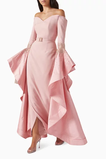 Azalea Stone-embellished Dress in Stretch-crepe