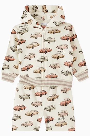 Car-print Hoodie in Cotton Jersey