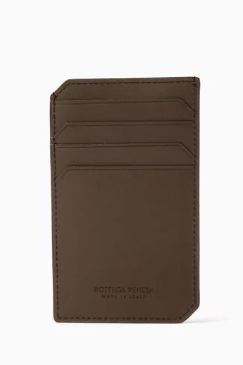 Piccolo Vertical Card Case in Intrecciato Leather