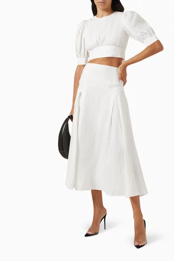 The Gael Midi Skirt in Linen
