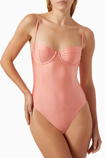 لباس سباحة فارا قطعة واحدة بتصميم مشد نايلون مطاطي