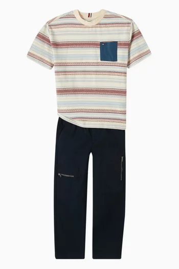 Stripe Contrast Pocket T-shirt in Cotton