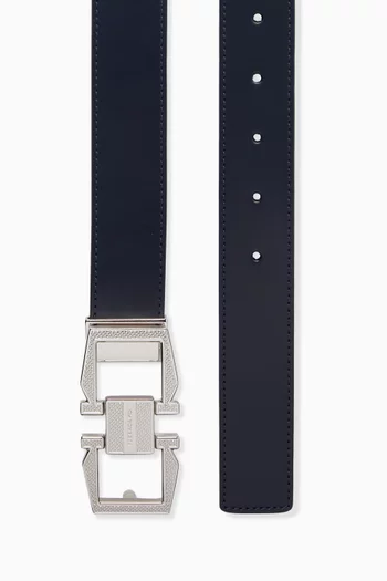 Geometric Grancini Reversible Belt in Leather