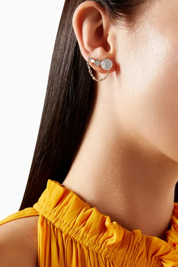 Single Circular Pearl Ear Climber Earring in 14kt Yellow Gold