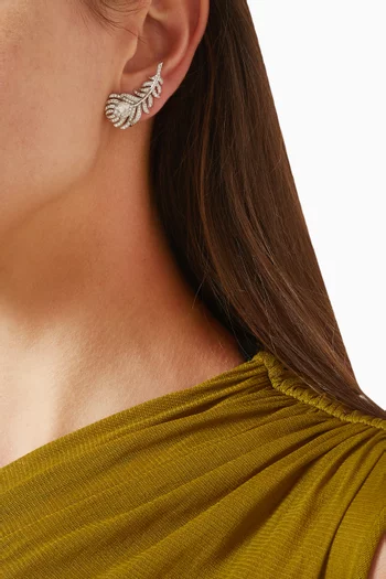Plume de Paon Diamond Clip Earrings in 18kt White Gold