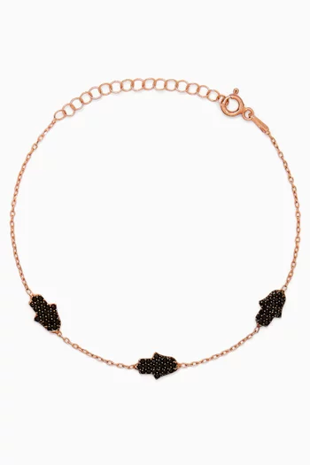 Mother Fatma Hand Stone Bracelet in Rose Gold-plated Sterling Silver