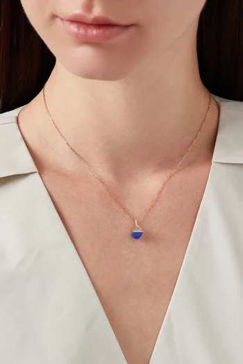 Cleo Rev Lapis Lazuli Diamond Mini Pendant Necklace in 18kt Rose Gold