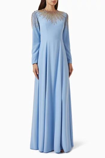Bead-embellished Gown in Crepe