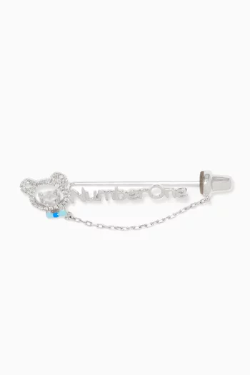 "Number One" Diamond Brooch in 18kt White Gold