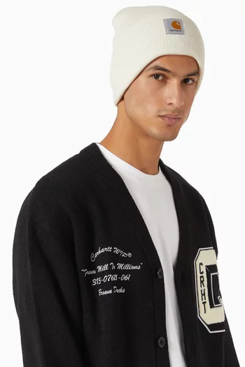 Logo Beanie in Rib Knit