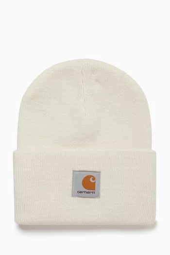 Logo Beanie in Rib Knit