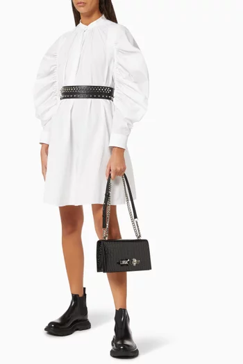 Jewelled Satchel in Croc Embossed Calfskin      