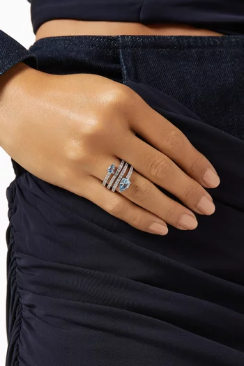 Spiral Pear Pavé Ring in Rhodium-plated Brass