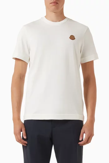 Double Leather Logo T-shirt in Cotton