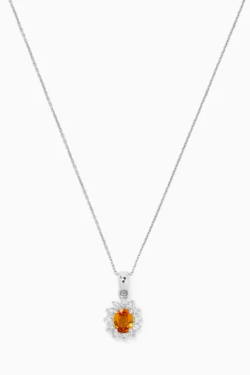 Diamond & Orange Sapphire Earrings