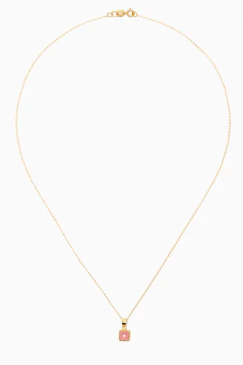 Enamel Diamond Pendant Necklace in 18kt Yellow Gold       