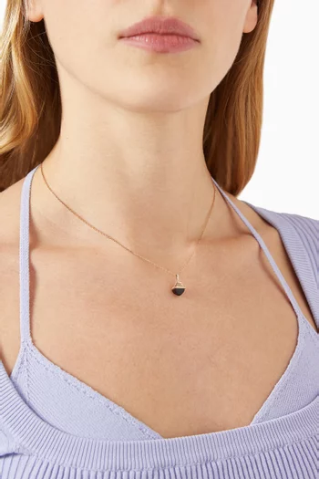 Cleo Rev Mini Diamond & Black Onyx Pendant Necklace in 18kt Rose Gold 