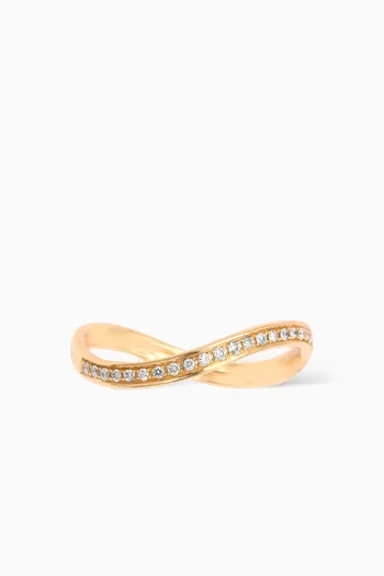 Infinity Diamond Studded Midi Ring in 18k Yellow Gold 