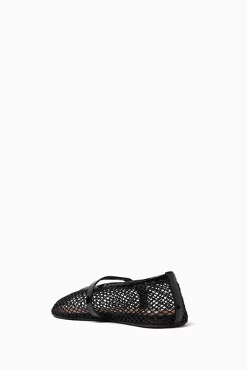 Fishnet Ballet Flats in Mesh & Patent Leather