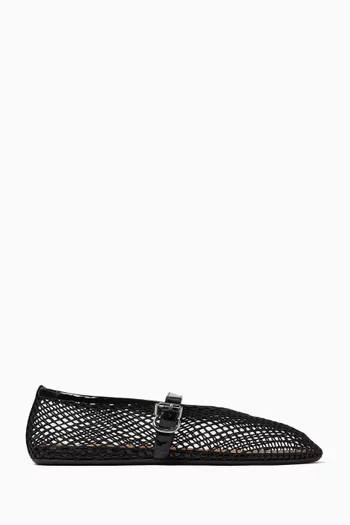 Fishnet Ballet Flats in Mesh & Patent Leather