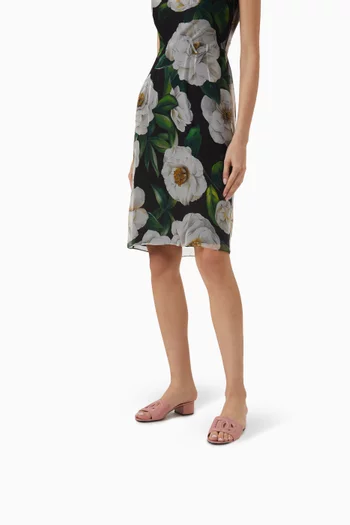 حذاء ميلينيالز مفتوح من الخلف بشعار حرفي DG وكعب 40 مم جلد