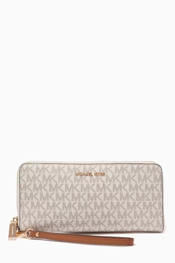 Jet Set Large Wristlet in Logo-print Canvas 