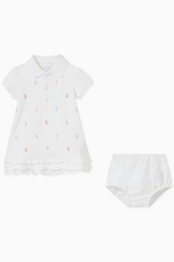 Ruffled Polo Dress & Bloomer Set in Cotton