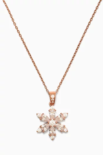 Crystal Flower Necklace in Rose Gold-plated Sterling Silver