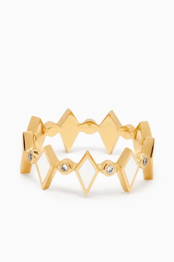 Mosaic Diamonds & Enamel Ring in 18kt Gold