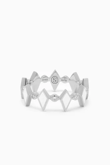 Mosaic Diamonds & Enamel Ring in 18kt White Gold