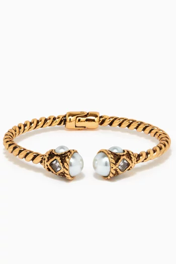 Perla Pearl Cuff Bracelet in Gold-plated Brass