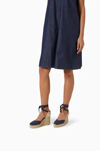 Chiara 110 Lace-up Espadrille Wedges in Linen