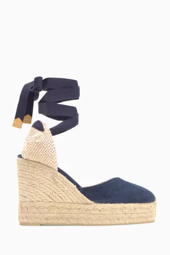 Chiara 110 Lace-up Espadrille Wedges in Linen