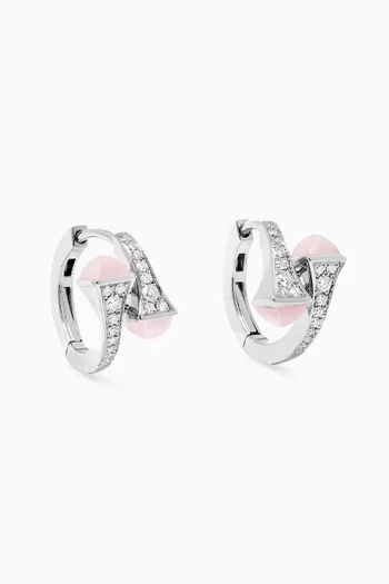 Cleo Diamond & Quartz Huggie Earrings in 18kt White Gold
