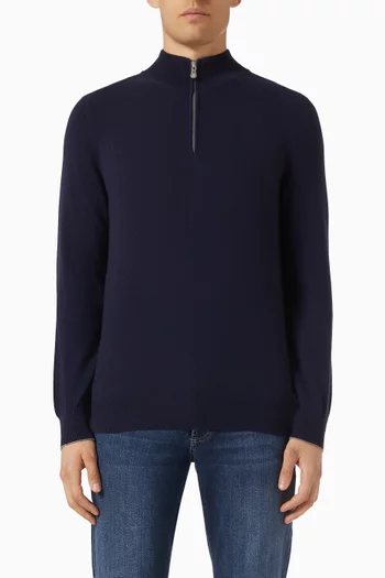 Zip-up Turtleneck Sweater in Cashmere