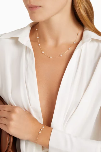 Kiku Pearl Station Necklace in 18kt Gold