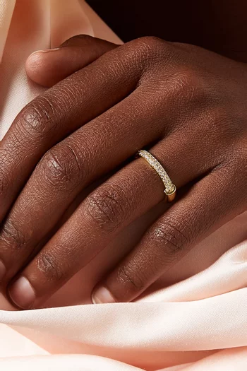 Half Pavé Ring in 14kt Gold-plated Brass