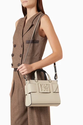 Medium AX Logo Susy Tote Bag in Faux Leather