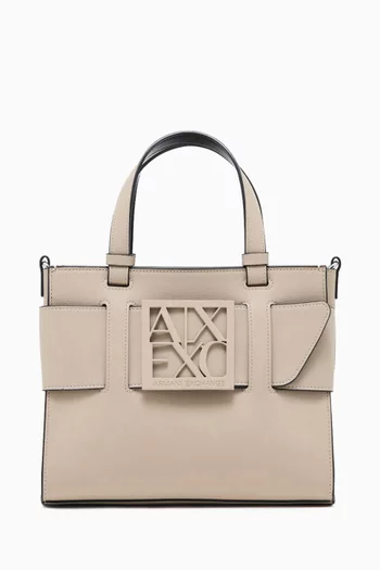 Medium AX Logo Susy Tote Bag in Faux Leather