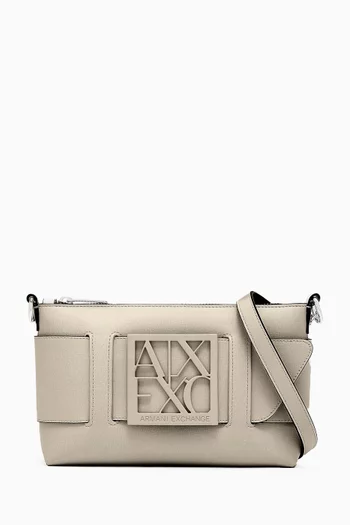 Medium Susy Logo Shoulder Bag in Faux Leather