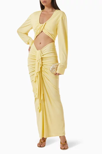 Vivenda Draped Maxi Skirt in Viscose