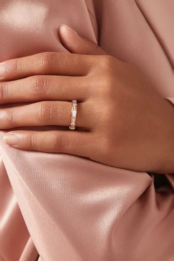 Serpenti Viper Diamond & Mother of Pearl Ring in 18kt Rose Gold