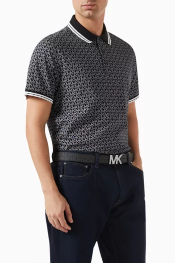 Reversible Logo Buckle Belt in Coated Canvas & Leather