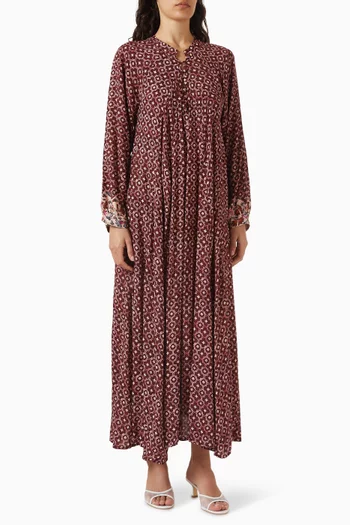 Fiore Printed Maxi Dress in Rayon