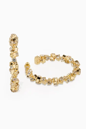 Trevise Strass Hoop Earrings in Gold-plated Metal