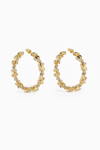 Trevise Strass Hoop Earrings in Gold-plated Metal