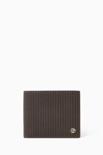 GA Logo Bifold Wallet in Textured Leather